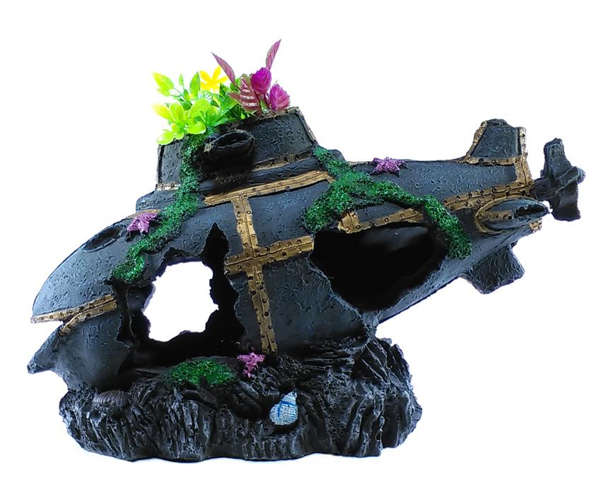 Aquarium Fish Tank Ornament submarine 30L x 10.5W x 18.5Hcm Aquarium