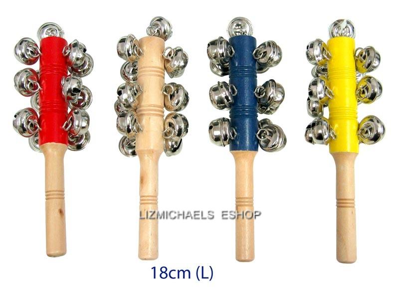 CHILDRENS MUSICAL INSTRUMENT BELLS with WOODEN HANDLE