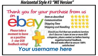 10000 Ds Uv Gloss Ebay Seller Custom 5 Star Dsr Reminder Thank You Cards Ebay Ebay Payment Reminder Template