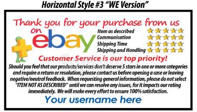 500 Ebay Seller Professional Look 5 Star Dsr Rating Thank You Cards For Packages Ebay Ebay Thank You Card Template