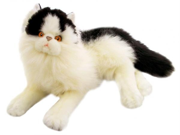 black white cat plush