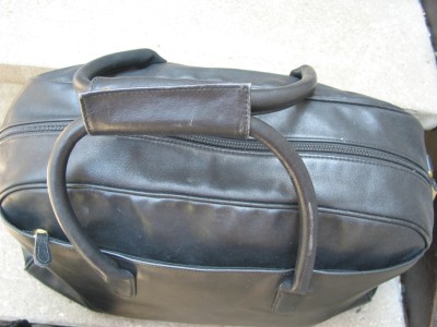 Carry Luggage on Coach Used Black Leather Carry On Luggage Bag   Ebay