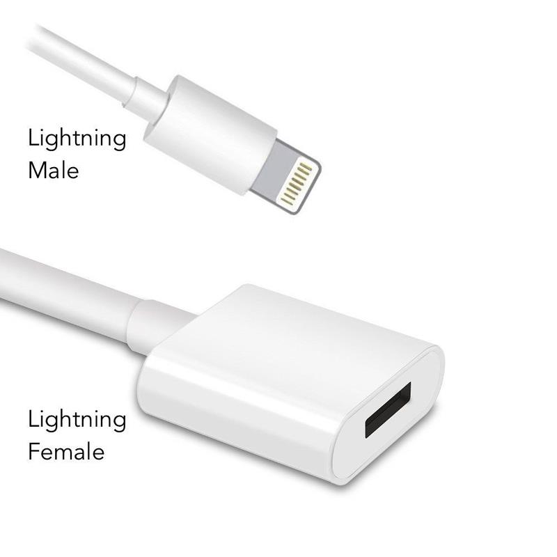 Lightning extension male to female cable pass video audio for Iphone 7