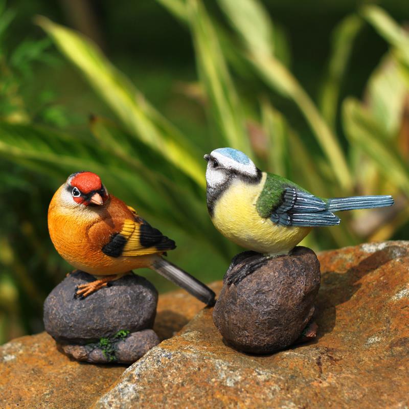 New Resin Bird on Stone Garden Yard Home Room Decoration Figurine