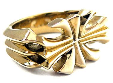 KNIGHT-CROSS-FLEUR-DE-LIS-SOLID-GOLD-BRASS-RING-Sz-12-5-NEW-MENS-BIKER-JEWELRY
