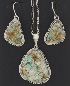 Boulder Turquoise Earrings Necklace Southwest Jewelry B