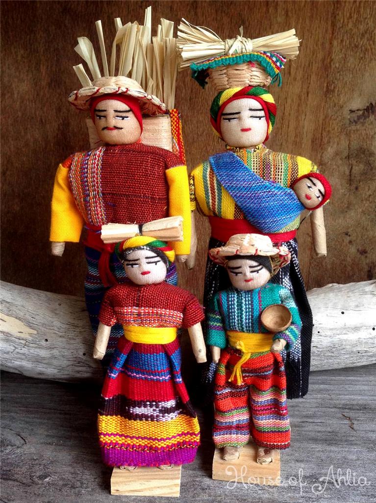 Handmade in Guatemala The Home of The Worry Dolls Mayan Family Set of 4