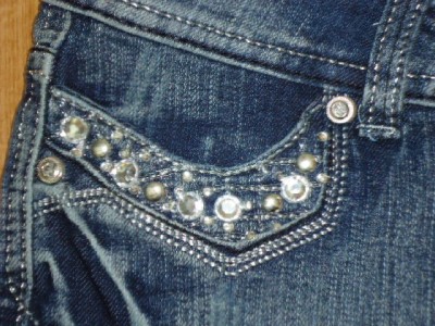 Juniors Fashions on Juniors Clash Jeans Rhinestone Silver Stitch Skinny Stretch 28 Bling 5