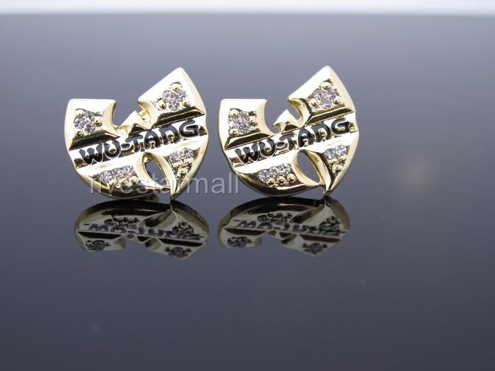 Details about WU TANG CZ STONES STUD EARRINGS--SILV ER COLOR  GOLD ...