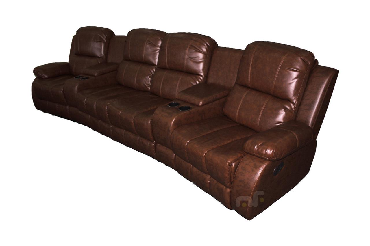 Atlanta 4 Seater Recliner Lounge Sofa Leather Couch Home Theater Lazy