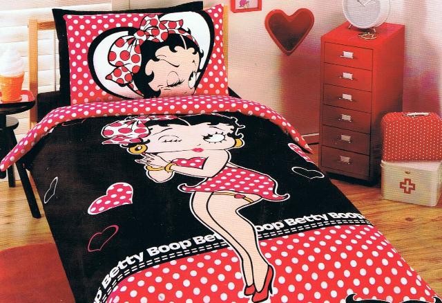 Betty-Boop-Wink-Wink-Heart-Polka-Dots-Queen-Bed-Quilt-Duvet-Doona ...