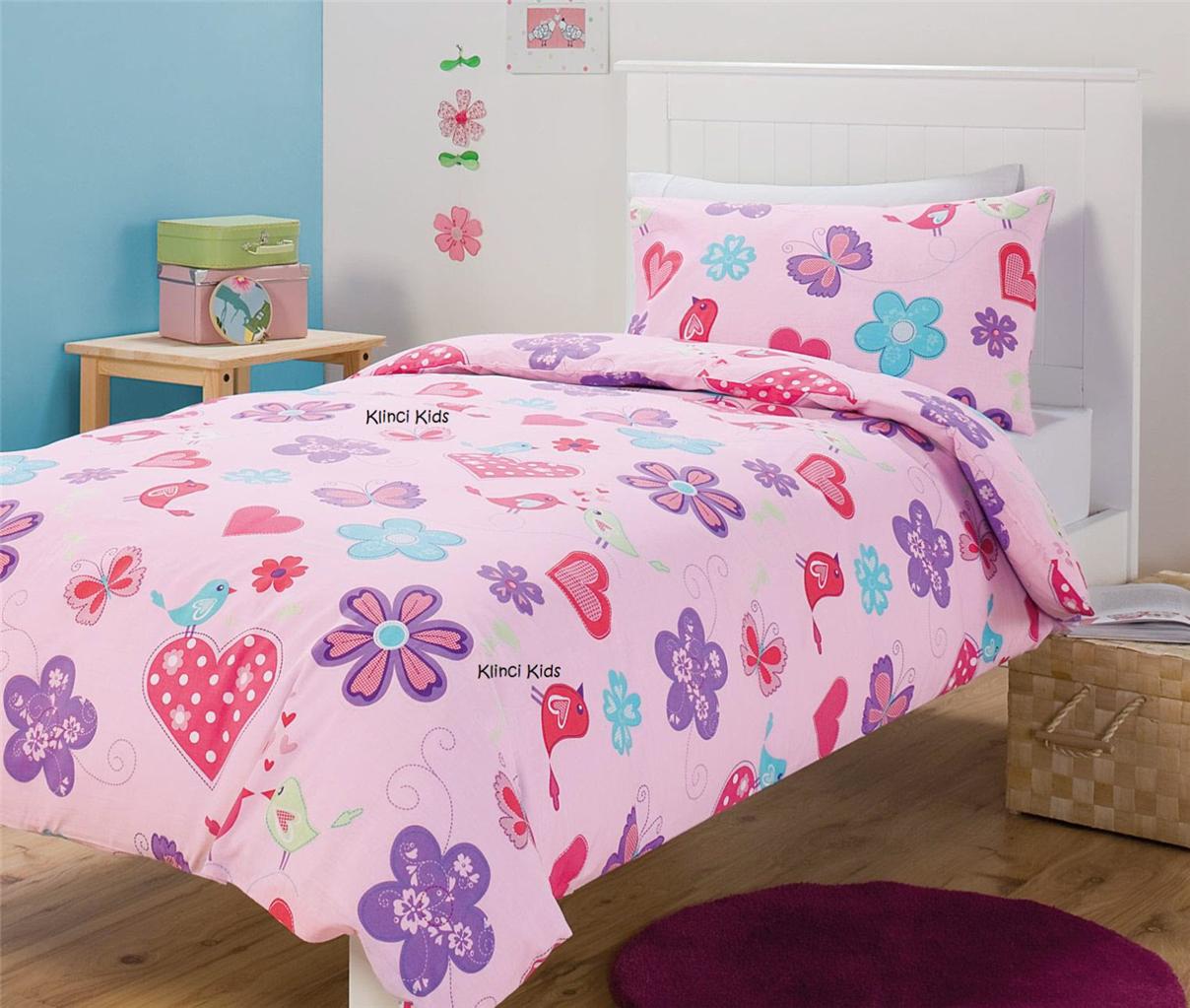 Love Lee Pink Orange Black Silver Hearts Single Bed Quilt Duvet Cover