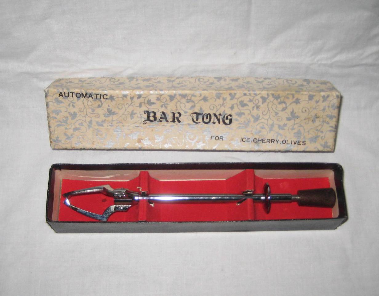 Fab AUTOMATIC BAR TONG tongs for ICE CHERRY OLIVES in ORIGINAL BOX