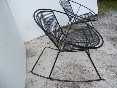 Wrought Iron Patio Chairs on Century Salterini Wrought Iron Patio Round Hoop Rocker Chairs Ebay