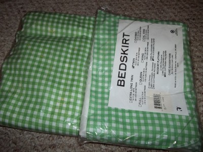 Dust Ruffle Adjustable Twin  on Nip Green Checker Print Twin Bed Skirt Dust Ruffle  Fabric  Dan River