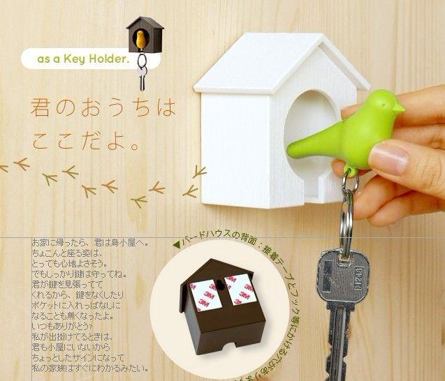 Bird Birdhouse Key Holder Ring Whistler Wall Deco Novelty Gift Free