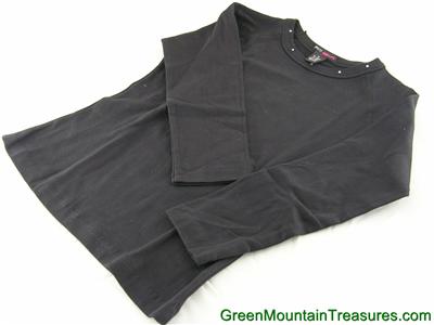 New Metro Girl Long Sleeve Knit Shirt BLACK IVORY GRAY EBay 400x300px