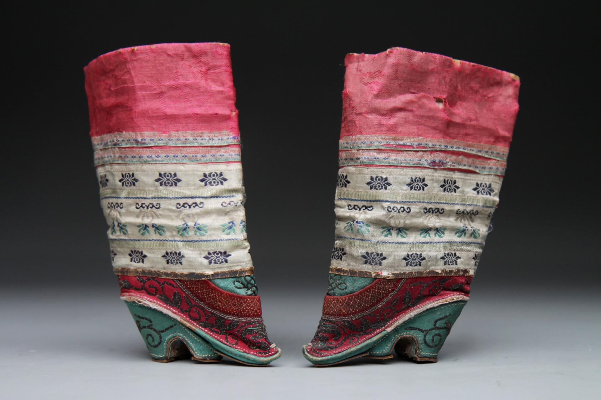Antique 19thC Chinese SILK LOTUS SHOES for Bound Feet Foot Binding