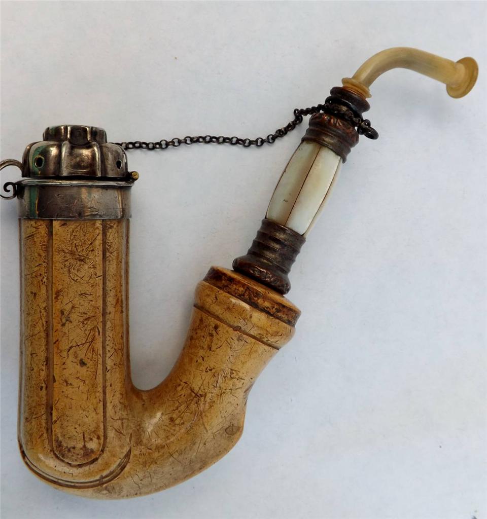 ANTIQUE 1839 INSCRIBED SILVER MOP AND MEERSCHAUM SMOKING PIPE. eBay