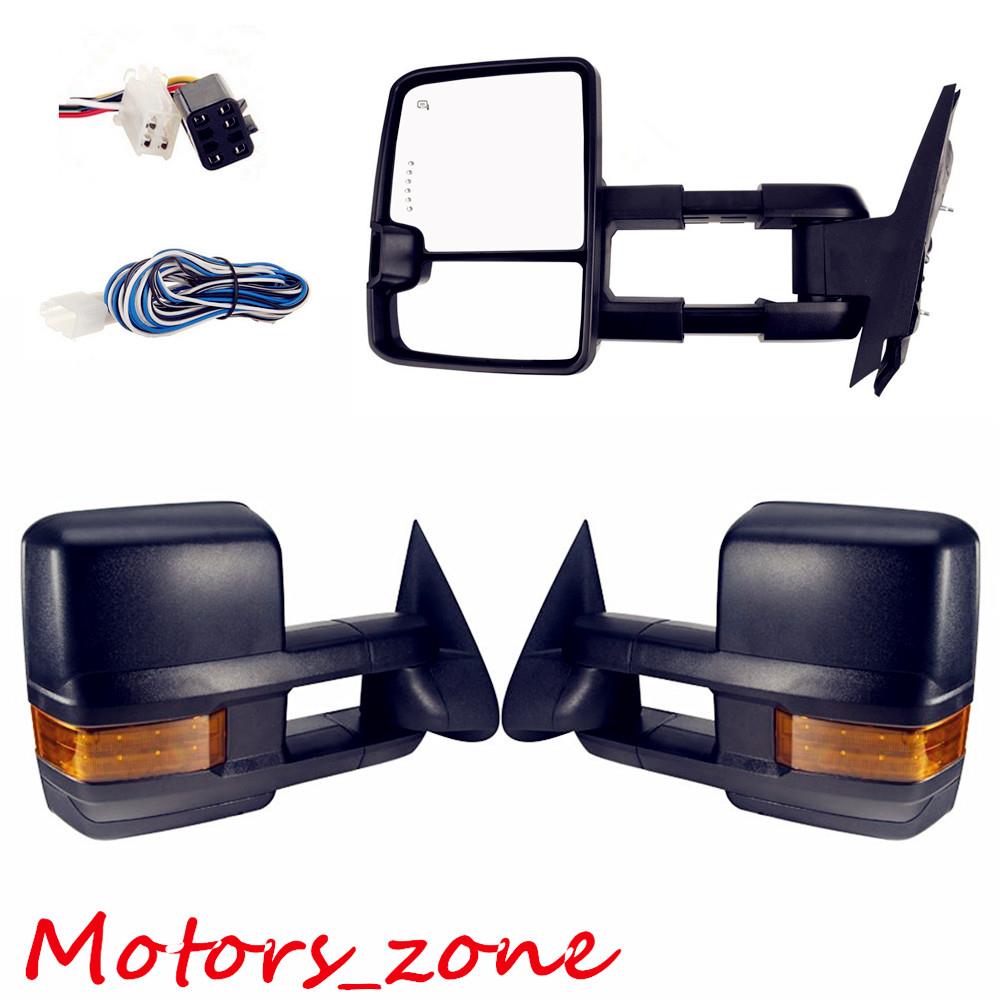 99-02 Chevy GMC Pair Black Side Power Heated Led Signal ... chevy truck mirror wiring 