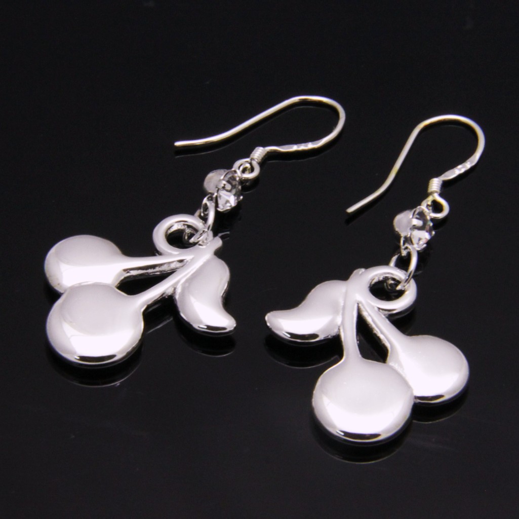 925 Sterling Silver Plate Allergy Free Cherry Dangle Earrings WE0147 | eBay