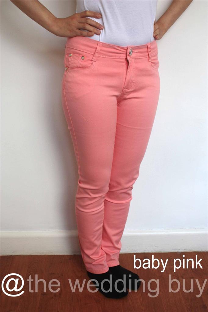 LADIES SKINNY SLIM FIT COLOURED STRETCH JEANS WOMENS ...