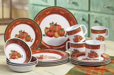 16 Pc Set Harvest Fall Pumpkin Melamine Dish Dinnerware Set ~NEW~ | eBay