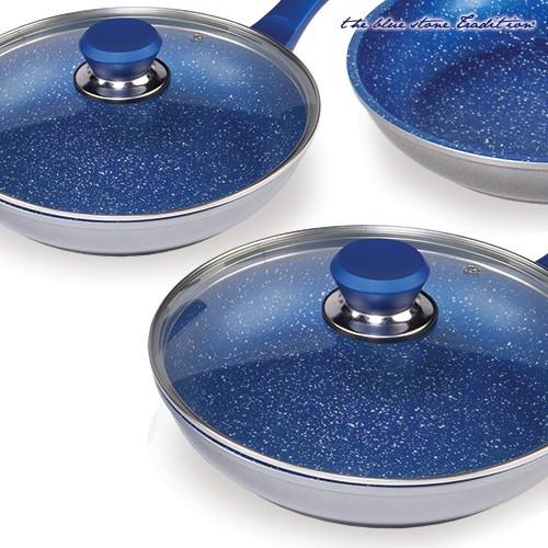 Blue Stone NonStick Pan Set 5 Piece Healthy, Natural & Uses Little