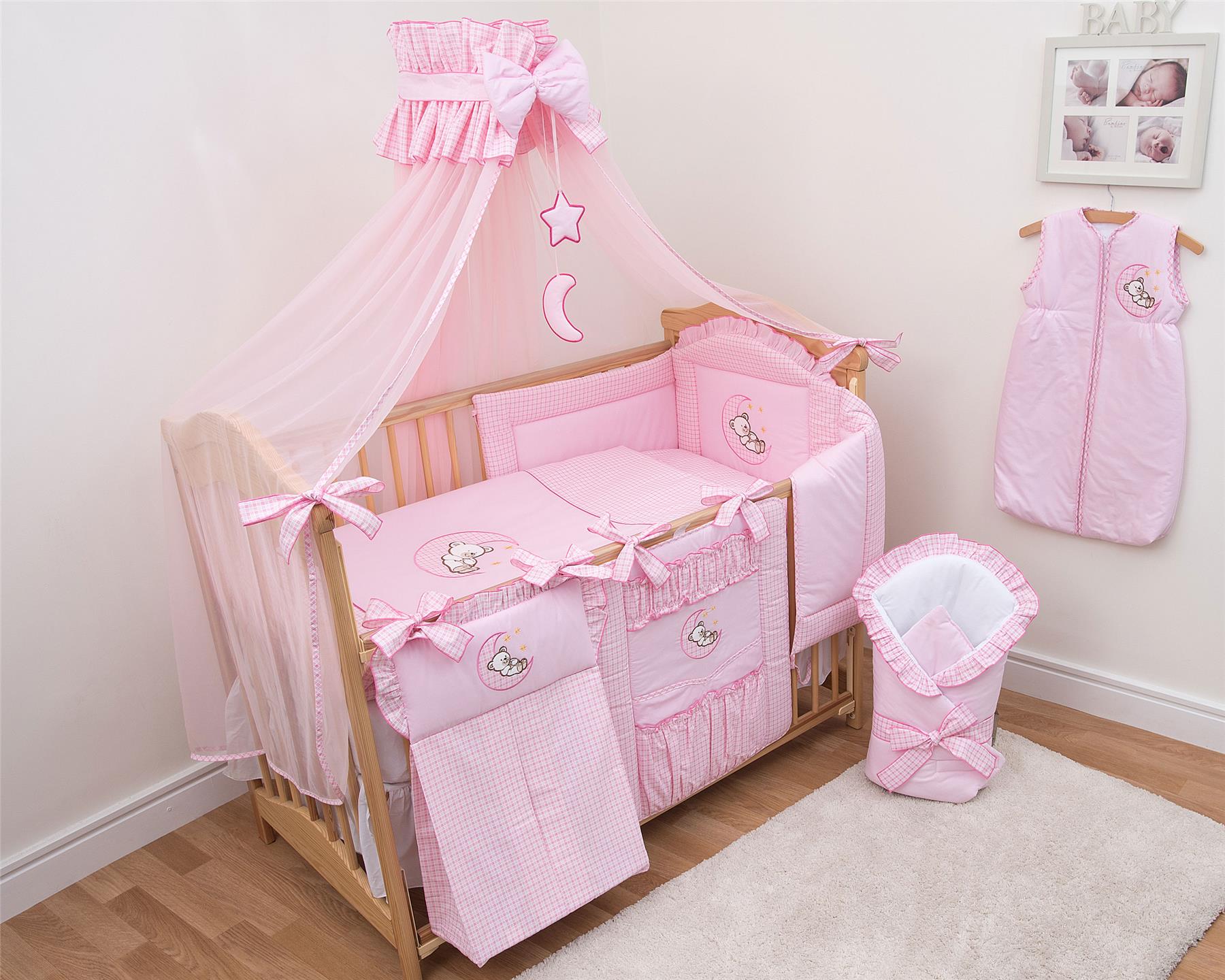 STUNNING COT COT BED BEDDING SET 3 10 15 19 PIECE DUVET BUMPER CANOPY
