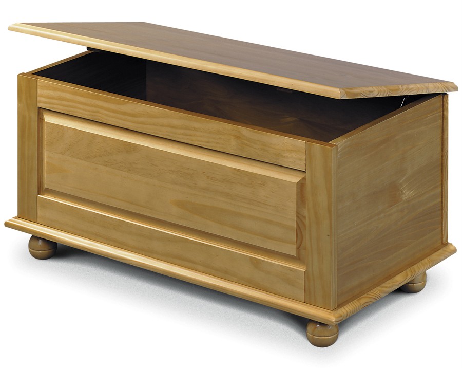 Traditional Solid Pine Finish Ottoman Storage Box/Toy Box/Blanket Box ...