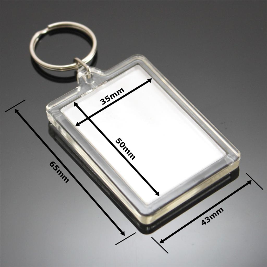 100x Clear Acrylic Plastic BLANK KEYRINGS 50 x 35 mm Insert LARGE