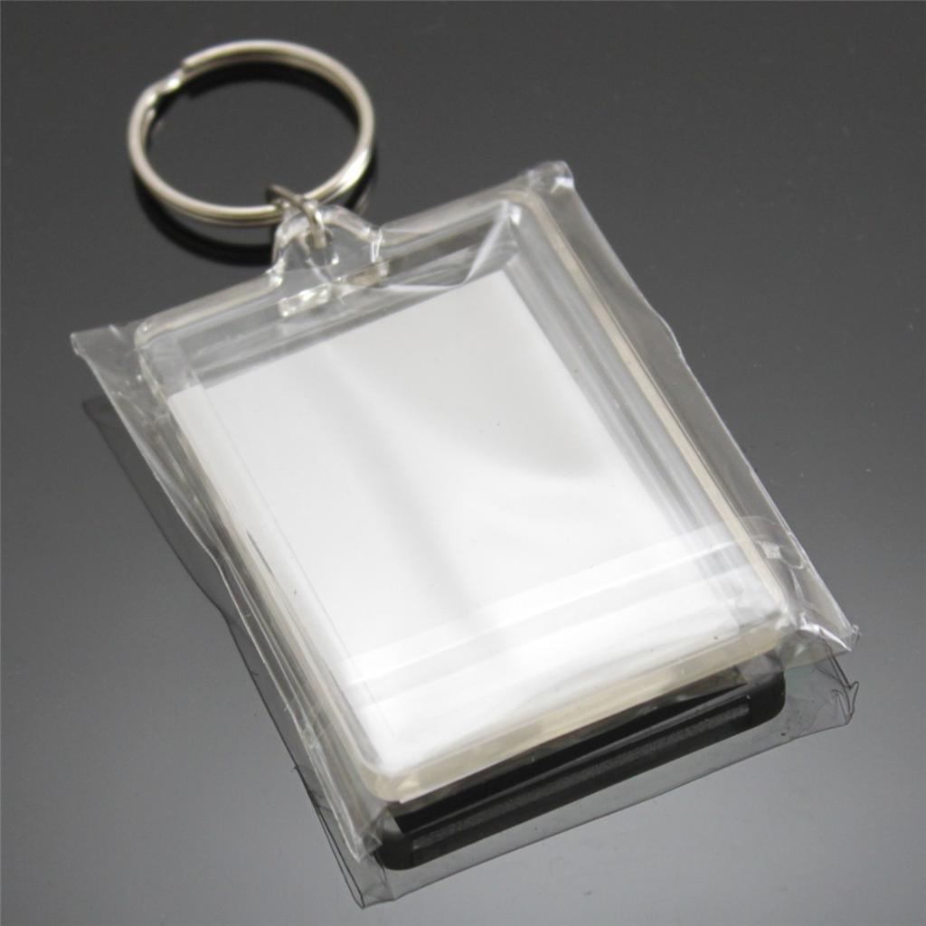100x Clear Acrylic Plastic BLANK KEYRINGS 50 x 35 mm Insert LARGE