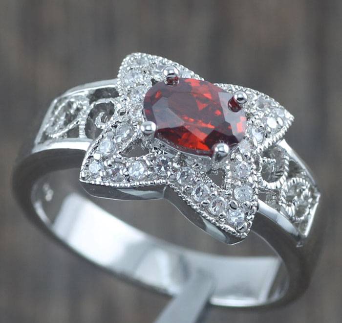 Details about Unique Garnet Zircon Women Jewelry Gemstone Silver Ring ...