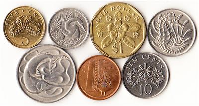有关以下物品的详细资料: singapore coins: lot of 7 coins