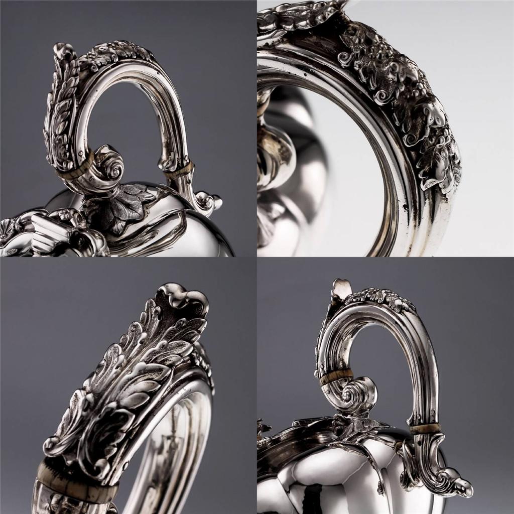 ANTIQUE 19thC IRISH SOLID SILVER 3 PIECE TEA SET, SMITH, DUBLIN c.1838