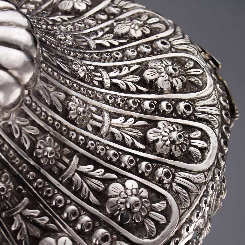 ANTIQUE 19thC OTTOMAN EMPIRE SOLID SILVER MASSIVE JEWELLERY BOX, TURKEY