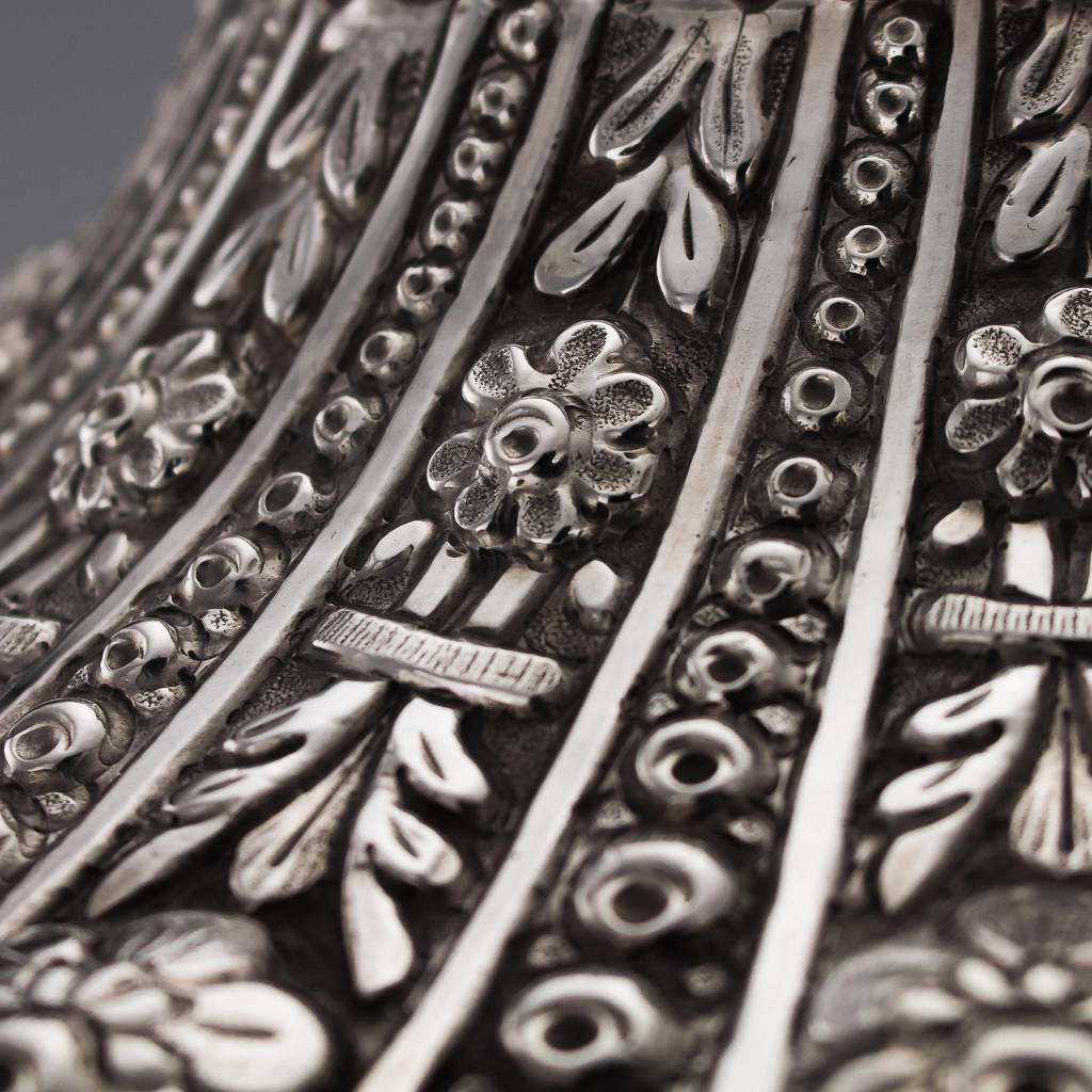 ANTIQUE 19thC OTTOMAN EMPIRE SOLID SILVER MASSIVE JEWELLERY BOX, TURKEY