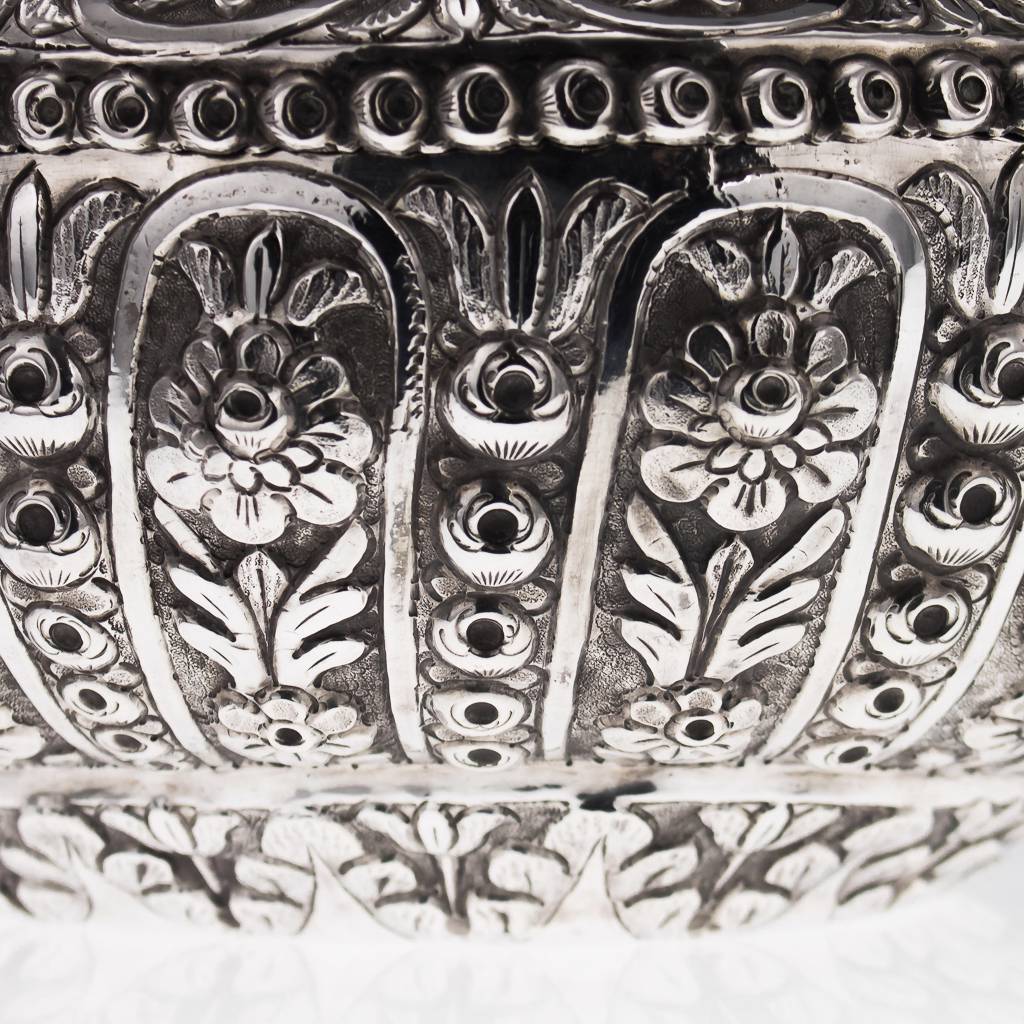 ANTIQUE 19thC OTTOMAN EMPIRE SOLID SILVER MASSIVE JEWELLERY BOX, TURKEY