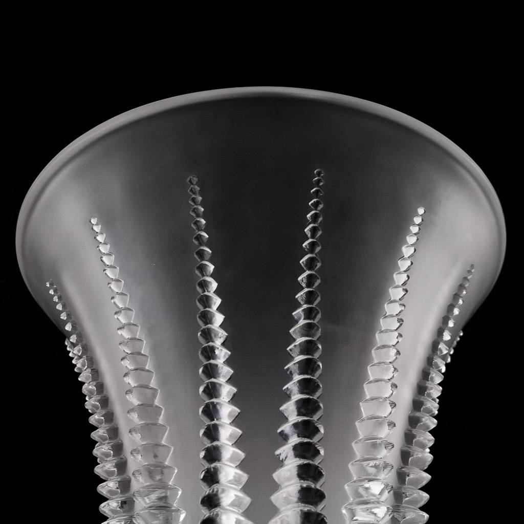 ANTIQUE 20thC FRENCH RENE' LALIQUE LARGE FONTROMEU GLASS VASE c.1936