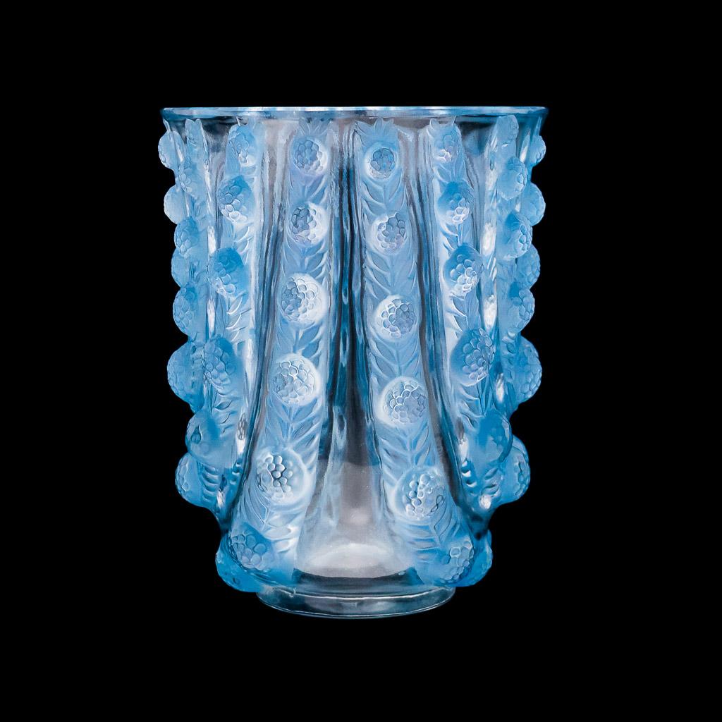 ANTIQUE 20thC FRENCH RENE' LALIQUE LARGE STAINED VICHY GLASS VASE c