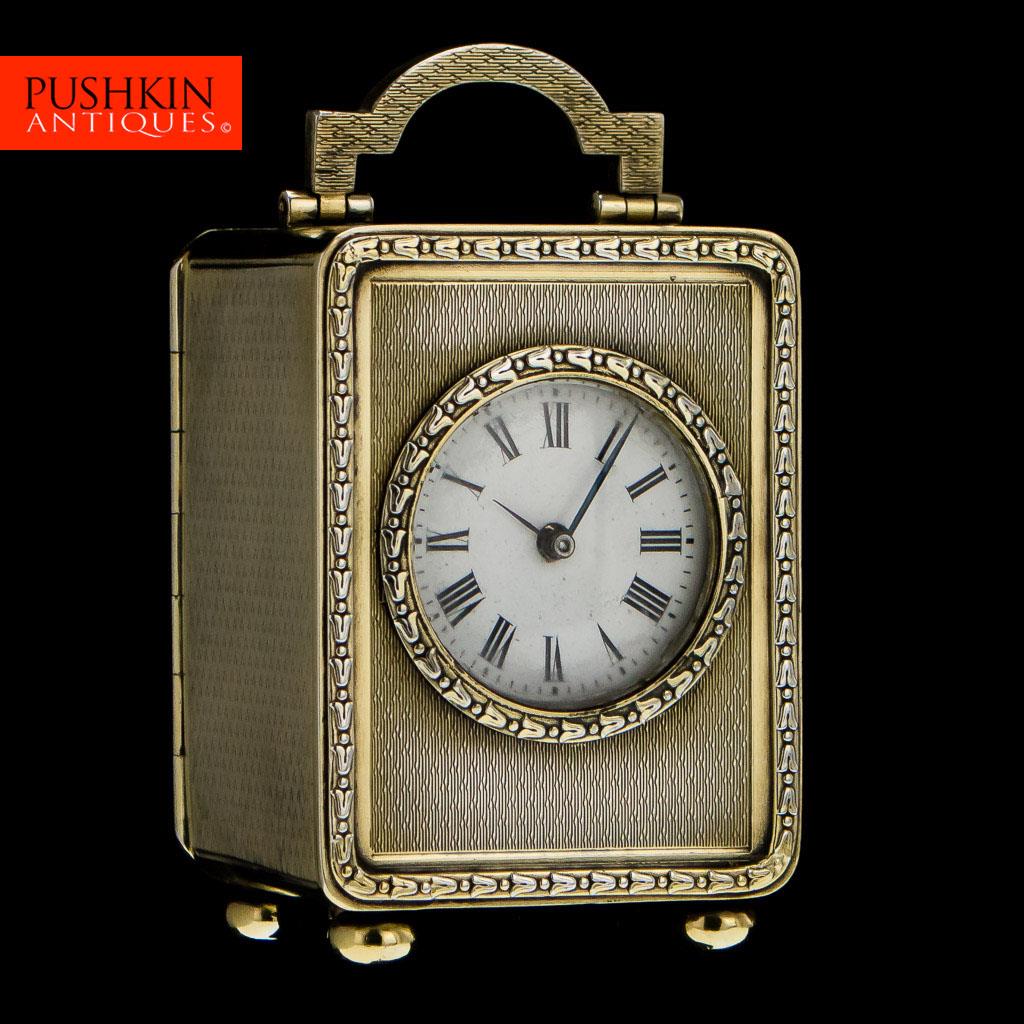 ANTIQUE 20thC ASPREY SOLID SILVER GILT CARRIAGE CLOCK, LONDON c.1912 eBay