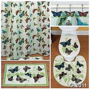 Butterfly Bathroom Complete Bathroom Shower Curtain Rugs