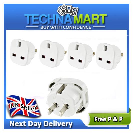 4x Travel Plug UK to USA/AUS Dominican Republic, Ecuador, El Salvador