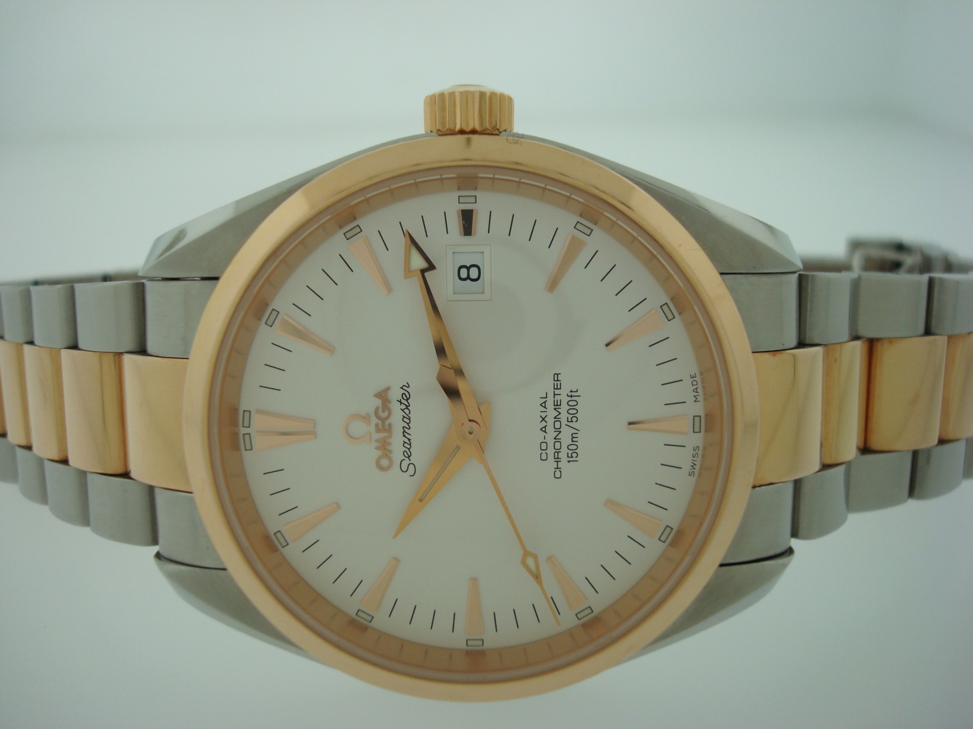 Omega Seamaster Aqua Terra Co Axial 18k Rose Gold & SS Exhibition 39mm LARGE | eBay