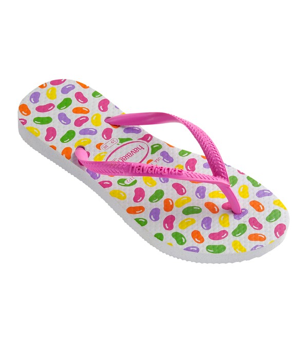 HAVAIANAS Kids Girls Slim Jelly Beans White Thongs Sandals Multi Sizes BNWT HAVAIANAS Kids Girls Slim Jelly Beans White Thongs Sandals Multi Sizes BNWT