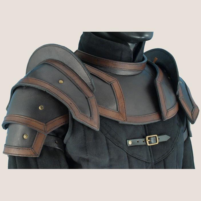 MEDIEVAL FANTASY Leather Shoulder Neck Protector PAULDRON ARMOR