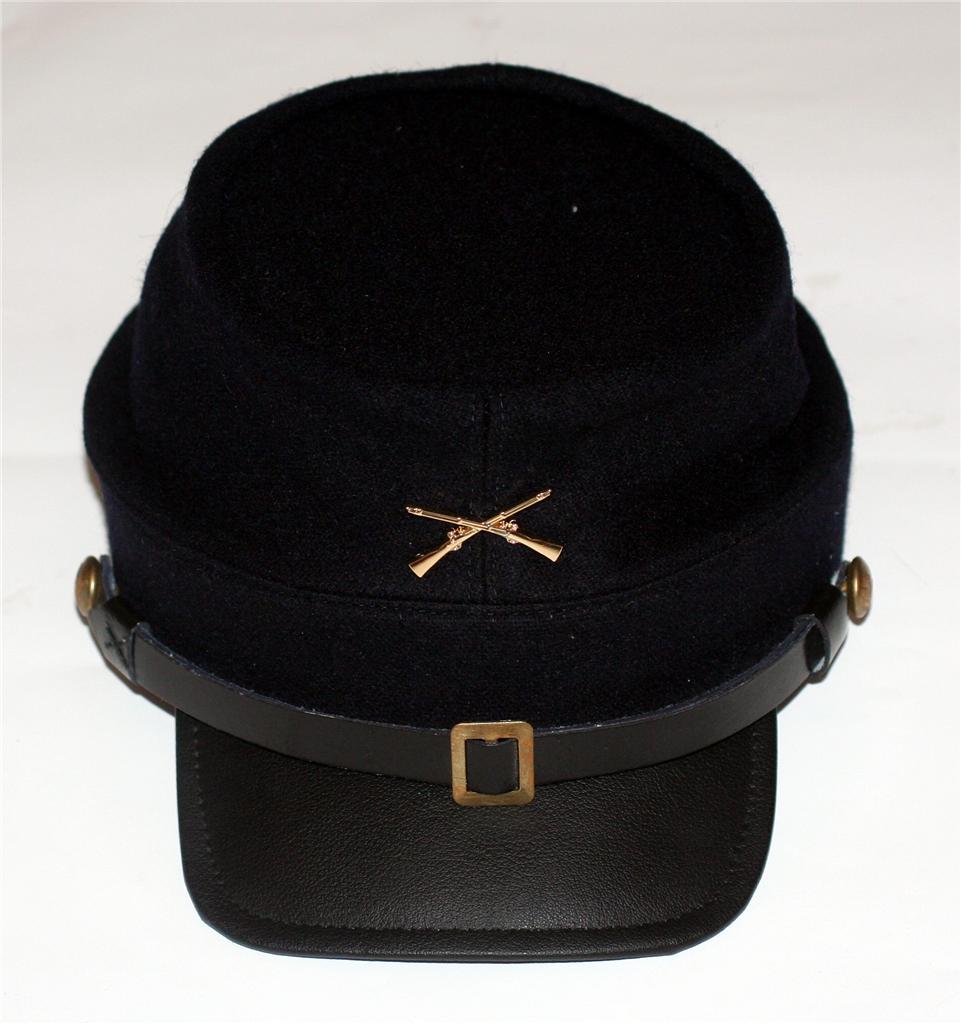 Union Army Cavalry Civil War Crossed Rifles Guns Dark Blue Kepi Cap Hat