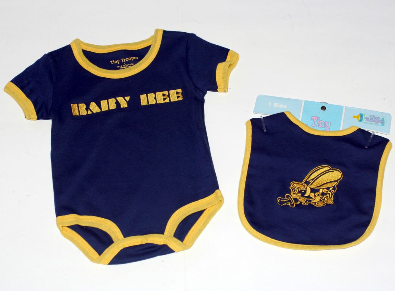 US NAVY SEABEES Top Gun Baby Infant Toddler ONESIE BODYSUIT and BIB Set