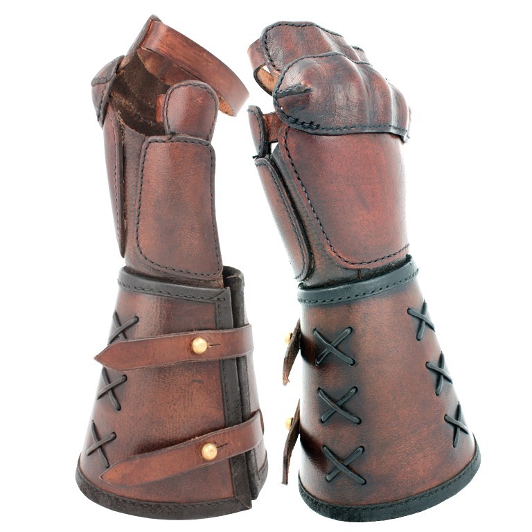 MEDIEVAL GOTHIC KNIGHT RENAISSANCE Brown Black Leather ARM HAND
