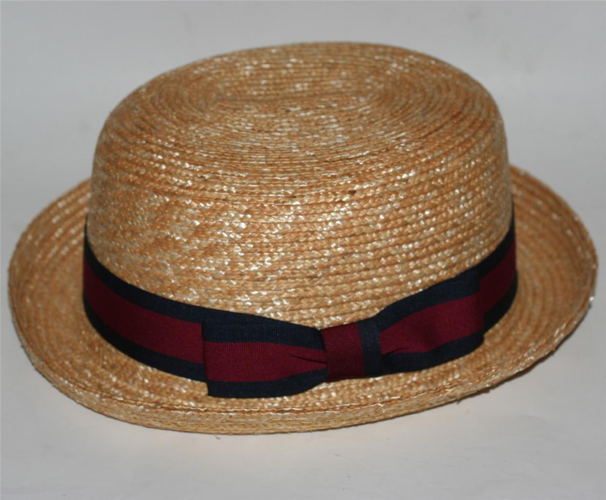 NAUTICAL Italian Venice Natural Color WHEAT STRAW BOWLER DERBY BOATER